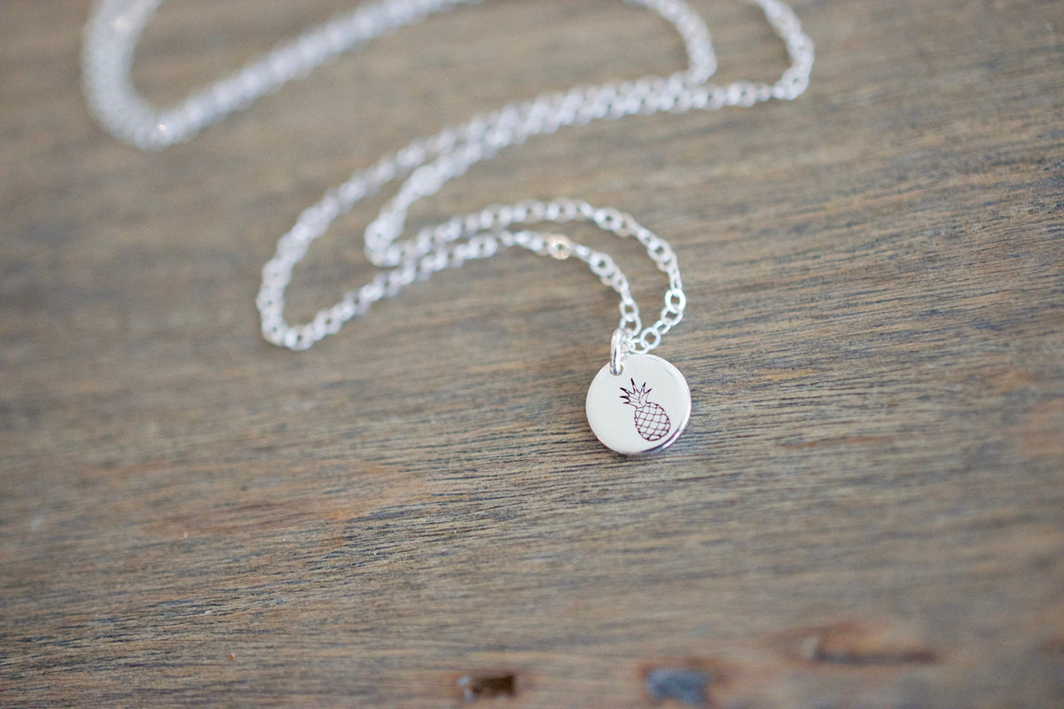 Pineapple Necklace - Jewelry for Mom - Sterling Necklace