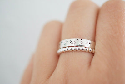 Stars Ring - Sterling Silver Ring - Stars and Moon Ring - Gifts for Her