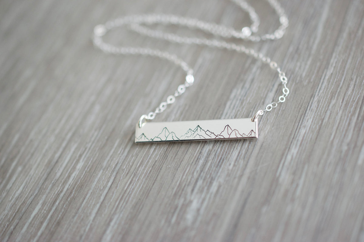 Mountain Bar Necklace - Sterling, 14kt Gold Fill, Rose Gold
