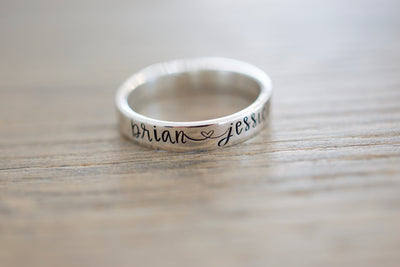 Custom Name Ring - Sterling Silver Ring - Couples Ring