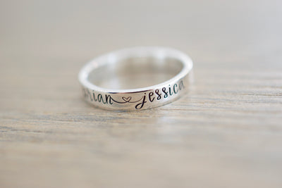 Custom Name Ring - Sterling Silver Ring - Couples Ring