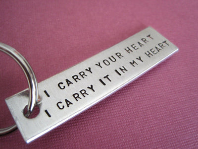 I Carry Your Heart Keychain, alternate angle