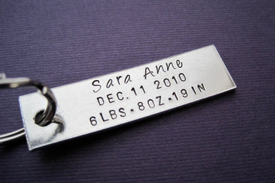 Baby Announcement Keychain, detailed picture