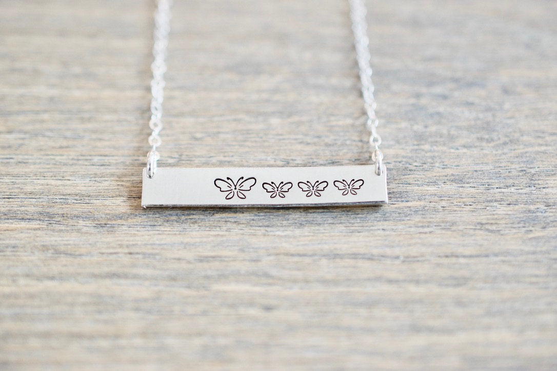 Butterfly Mama Bar Necklace - Custom Bar Necklace - Gift for Mom, Her, Grandma