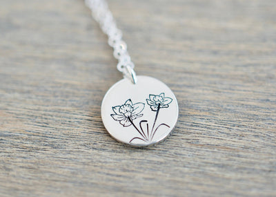 Daffodil Necklace - Birthmonth Flower Jewelry - March Jewelry - Small Daffodil Charm