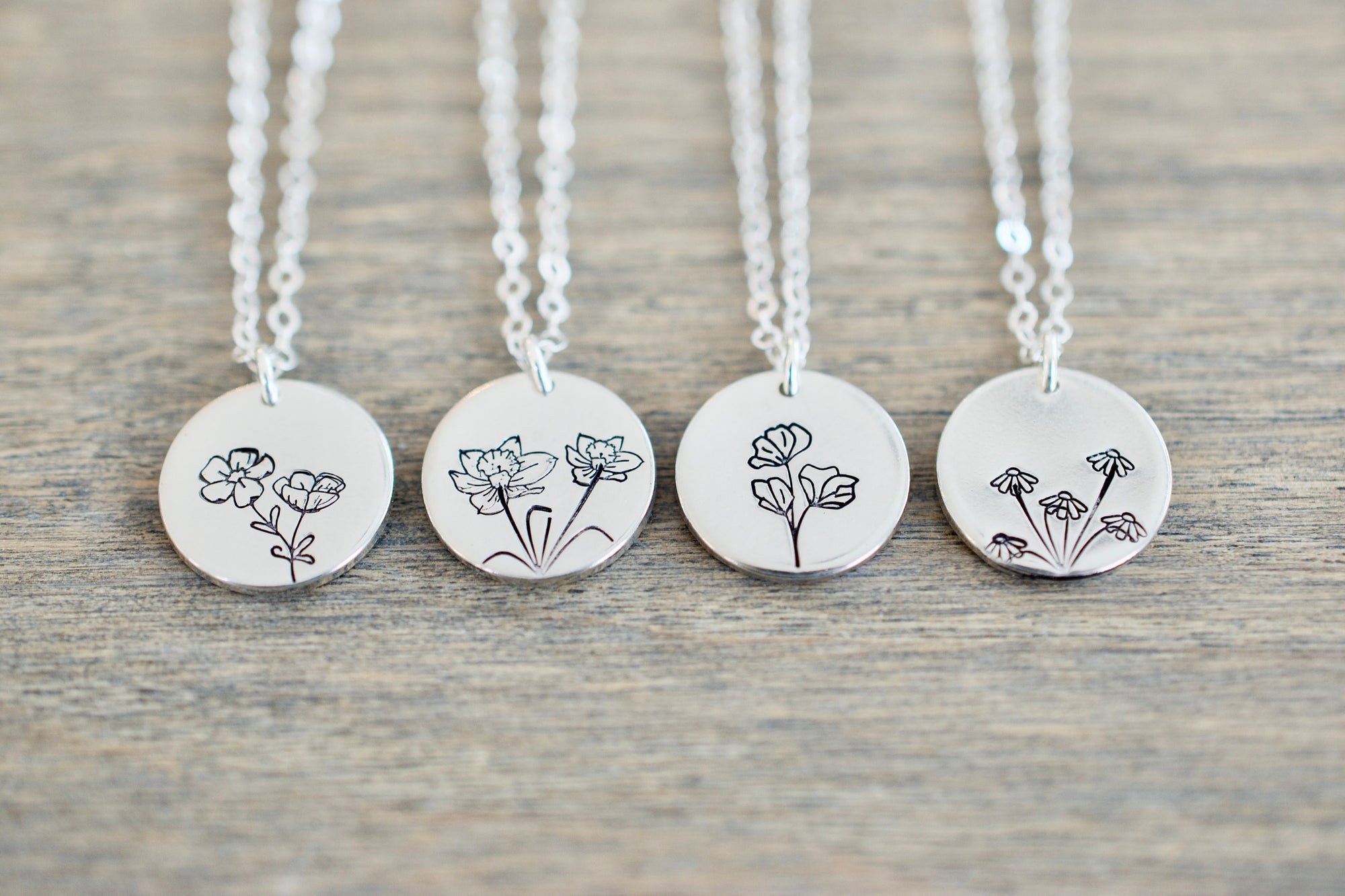 Birth Month Flower Charm Necklace