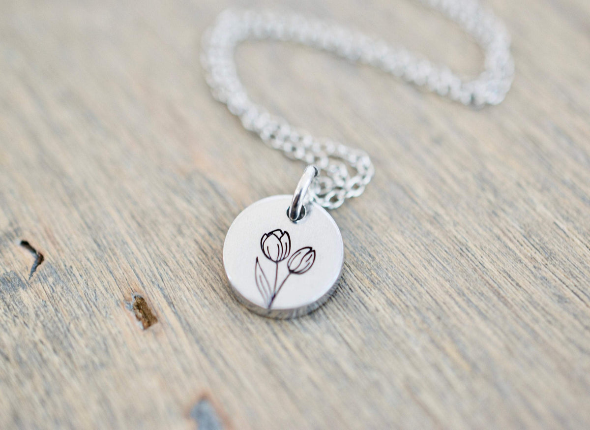 Tulip Necklace - Birthmonth Flower Jewelry - July Jewelry - Tulip Charm