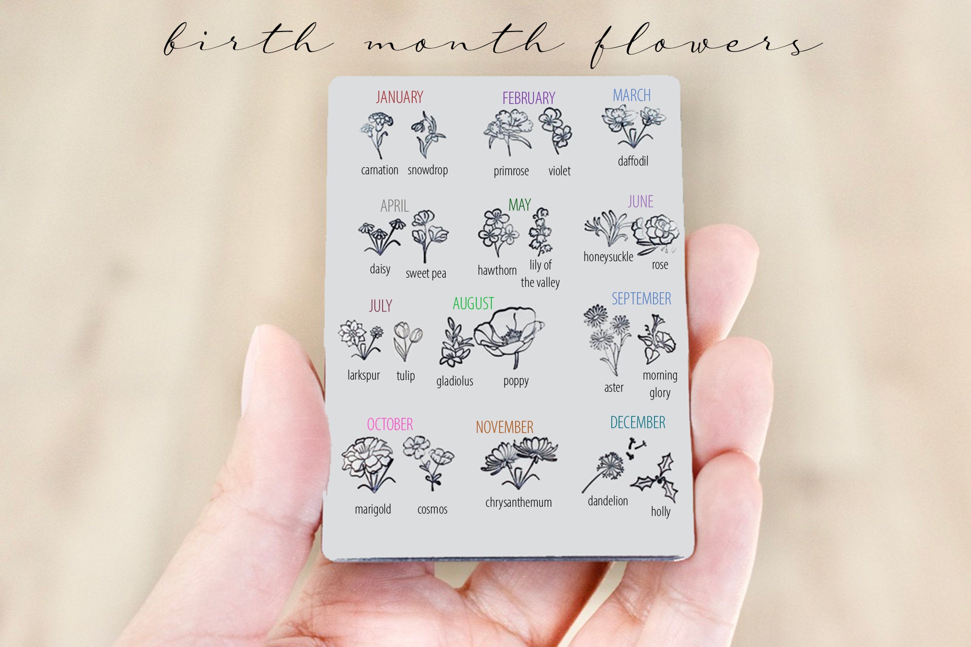 Birth Month Flower Charm Necklace