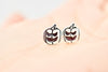 Jack O Lantern Earrings - Sterling Silver Pumpkin Earrings