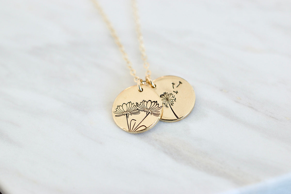 Birth Month Flower Charm Necklace