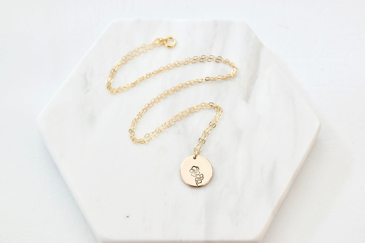 Violet Necklace - Birth Month Flower Jewelry - February Jewelry