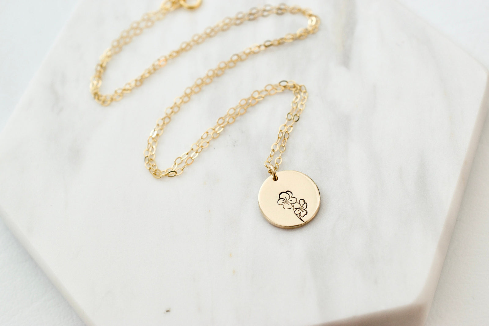 Violet Necklace - Birth Month Flower Jewelry - February Jewelry