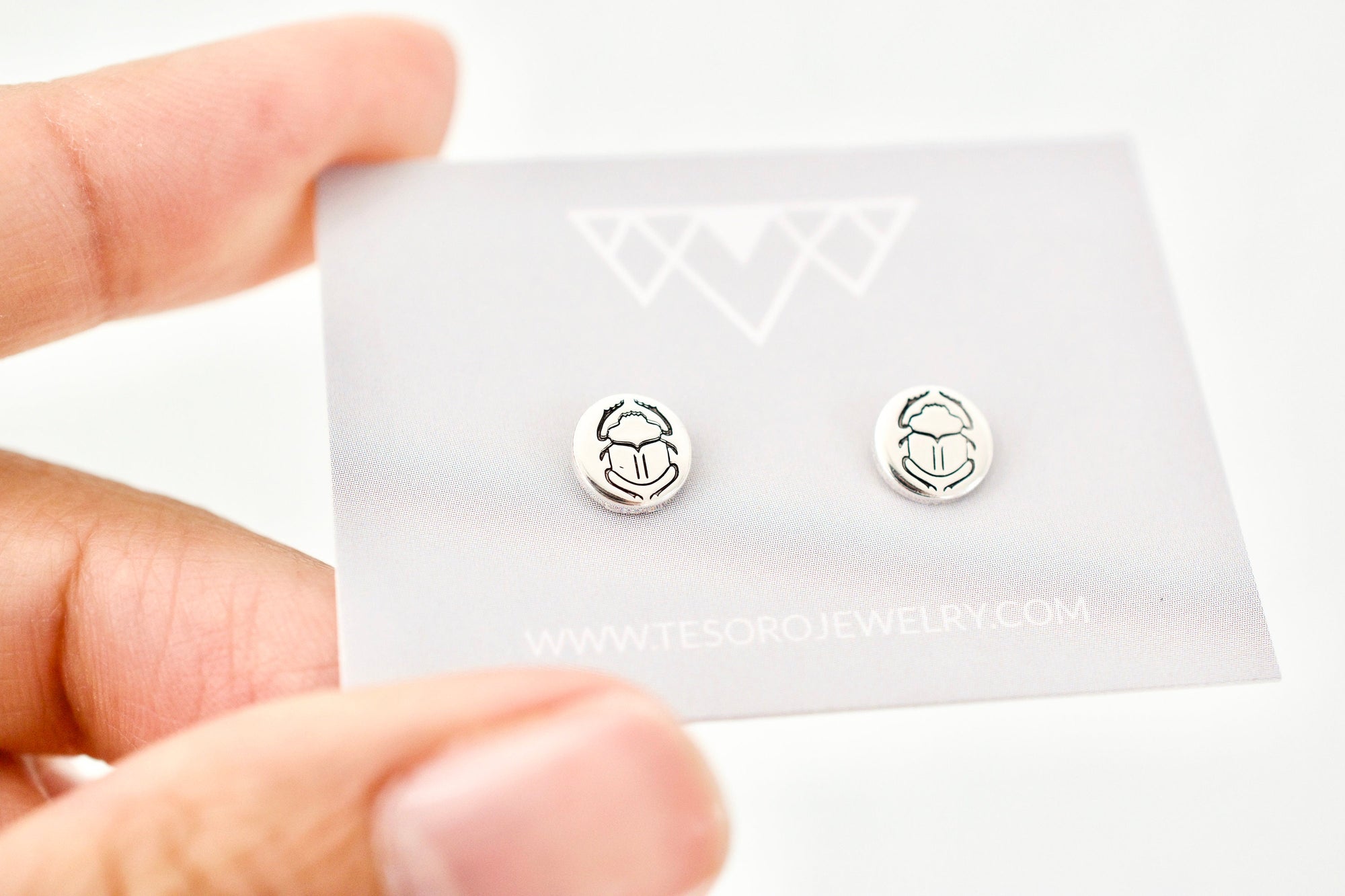 Scarab Earrings - Sterling Beetle Earrings