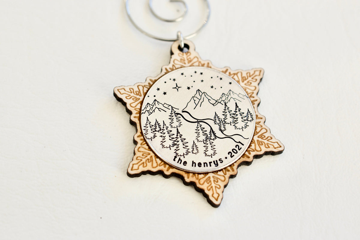 Family Ornament - Mountain Forest Scene - 2021 Christmas Ornament
