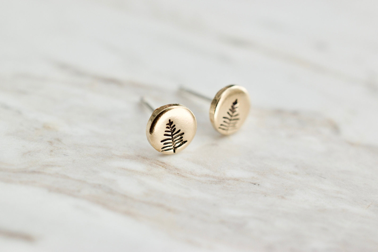 Tree Earrings - Gold Evergreen Earrings - Nature Jewelry