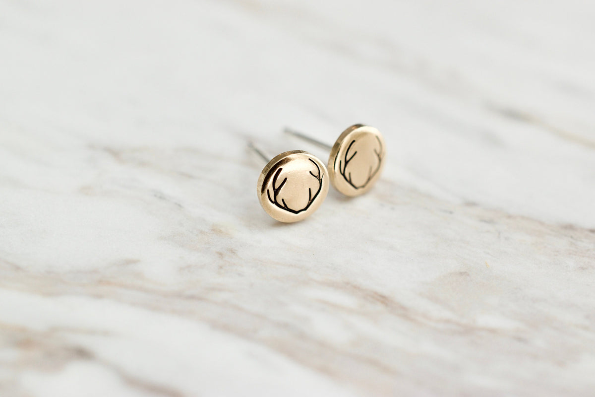 Antler Earrings - Gold Earrings