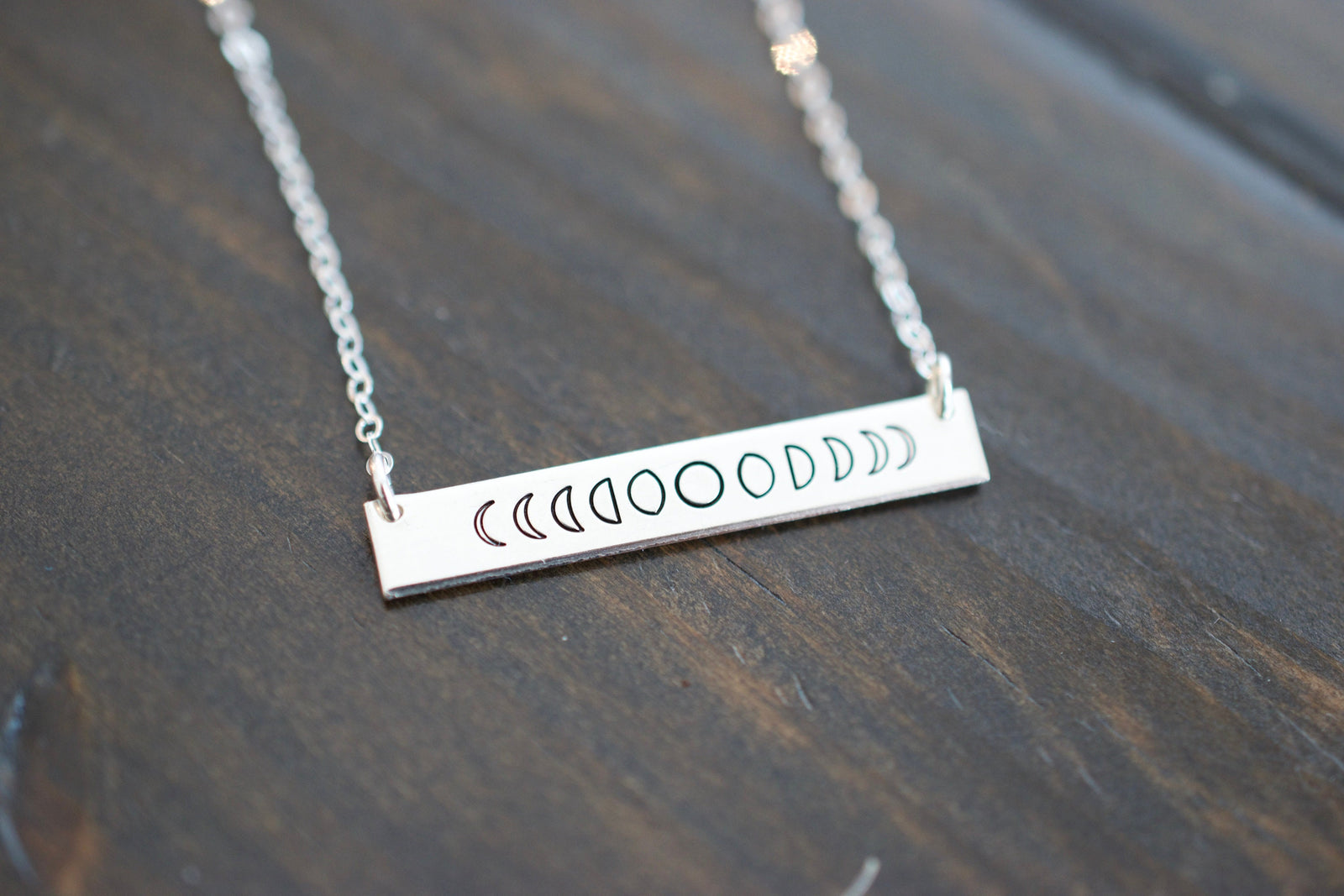 Moon Phase Necklace - Sterling, 14kt Gold Fill, Rose Gold Bar Necklace