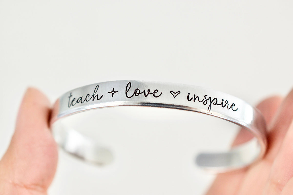 Teach Love Inspire Bracelet - Teacher Jewelry - 1/4 inch