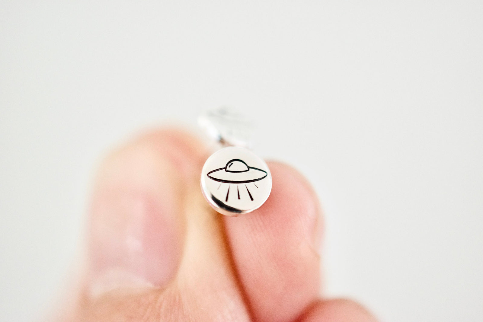 UFO Earrings - Sterling Stud Earrings - Extraterrestrial Jewelry