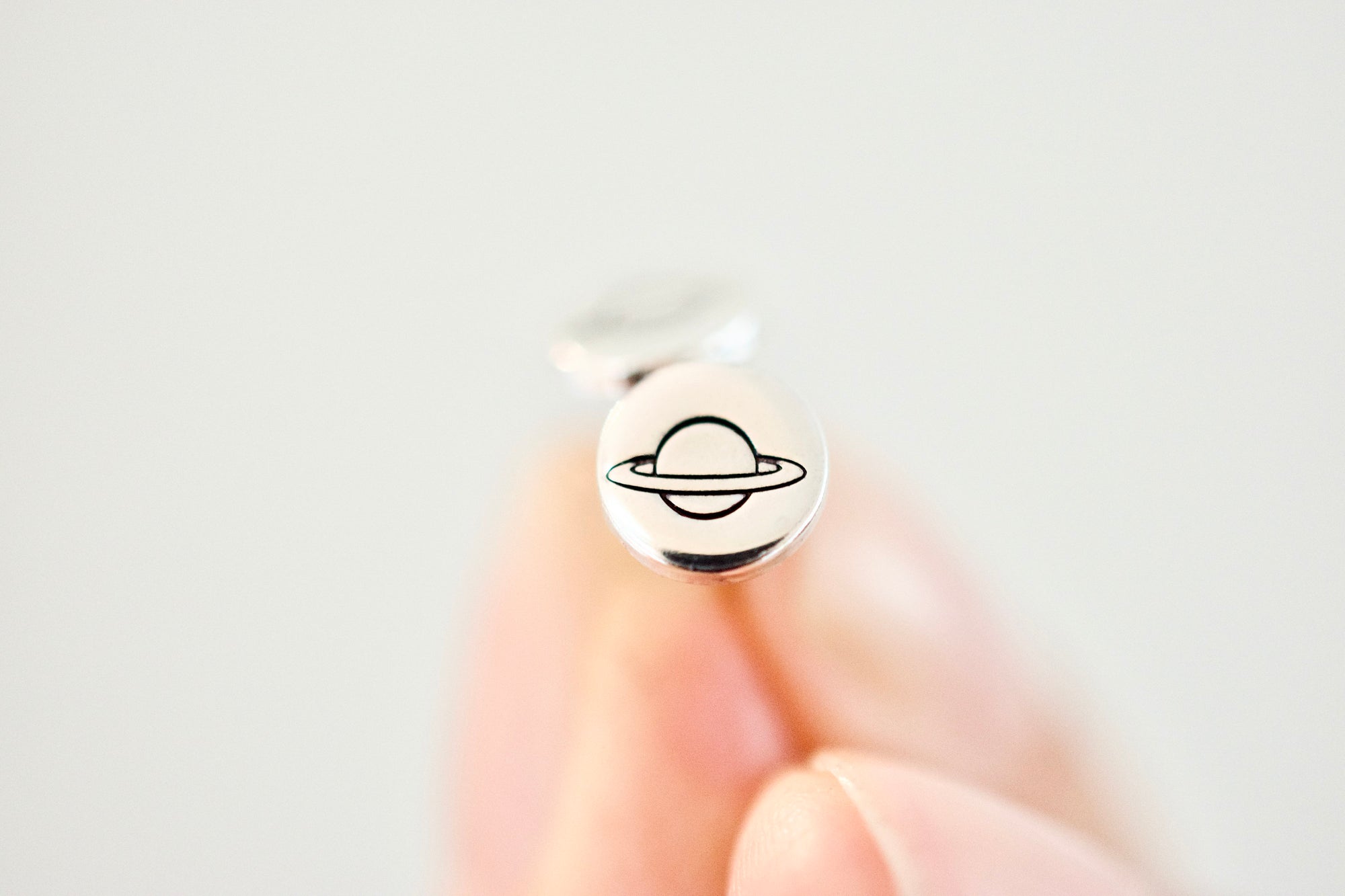 Saturn Earrings - Sterling Stud Earrings - Planet Jewelry