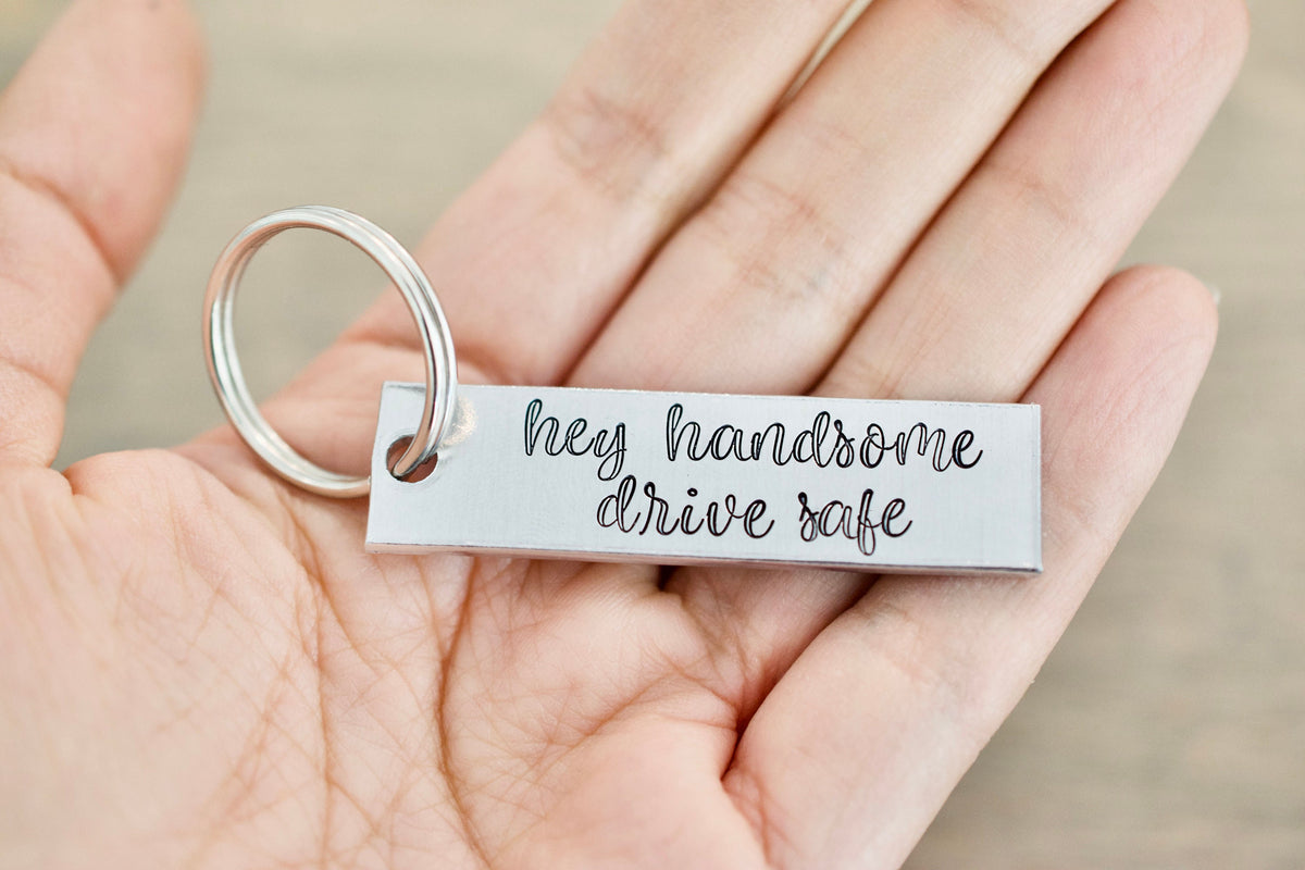 Hey Handsome Keychain - Hey Beautiful Keychain - Set of His and Hers Keychains
