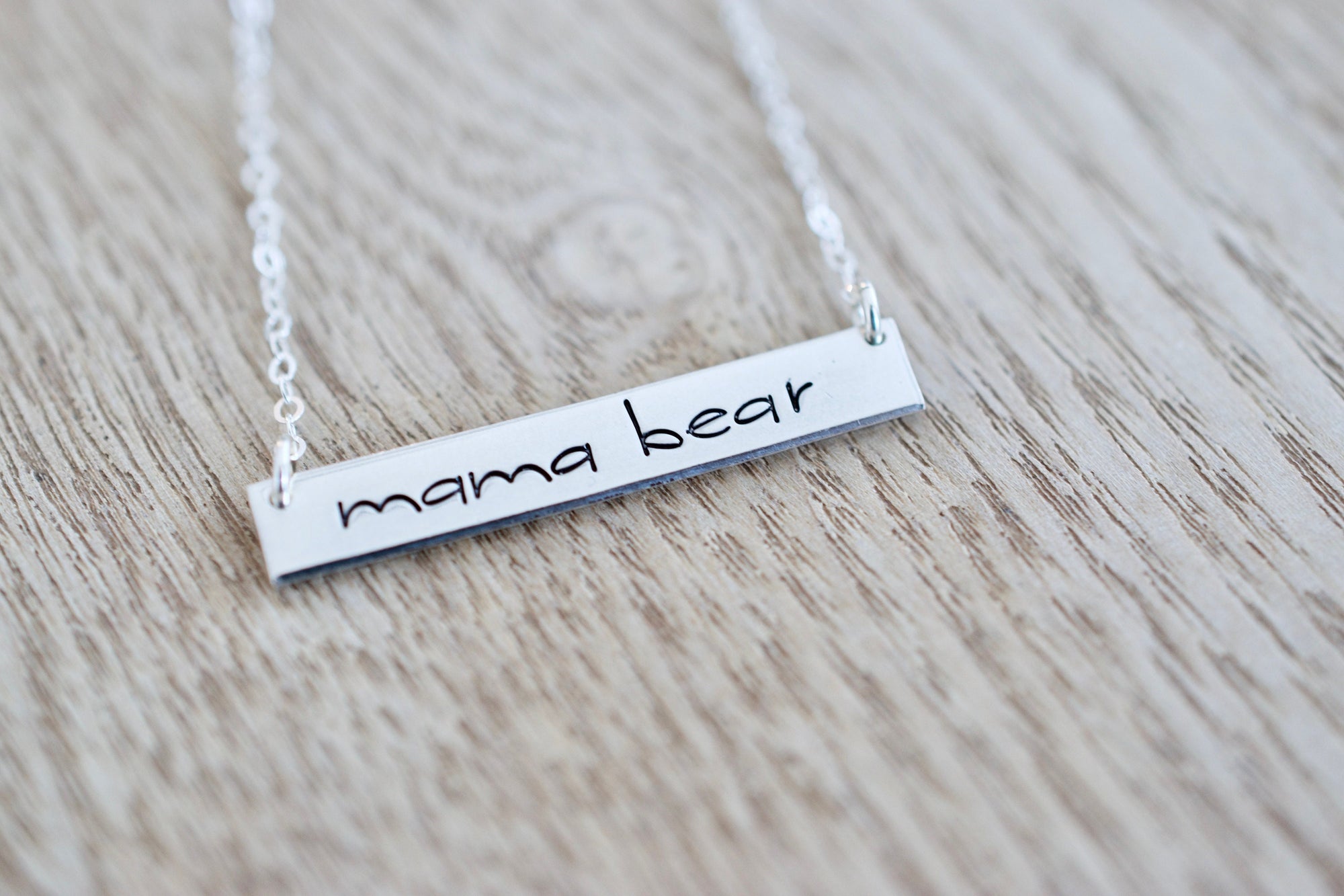 Mama Bear Bar Necklace - Sterling, 14kt Gold Fill, Rose Gold