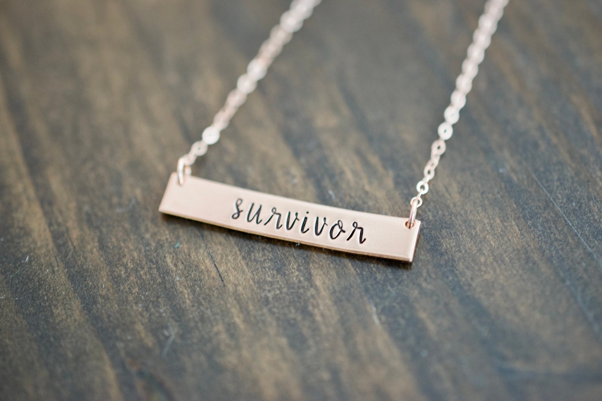 Survivor Bar Necklace - Sterling, 14kt Gold Fill, Rose Gold