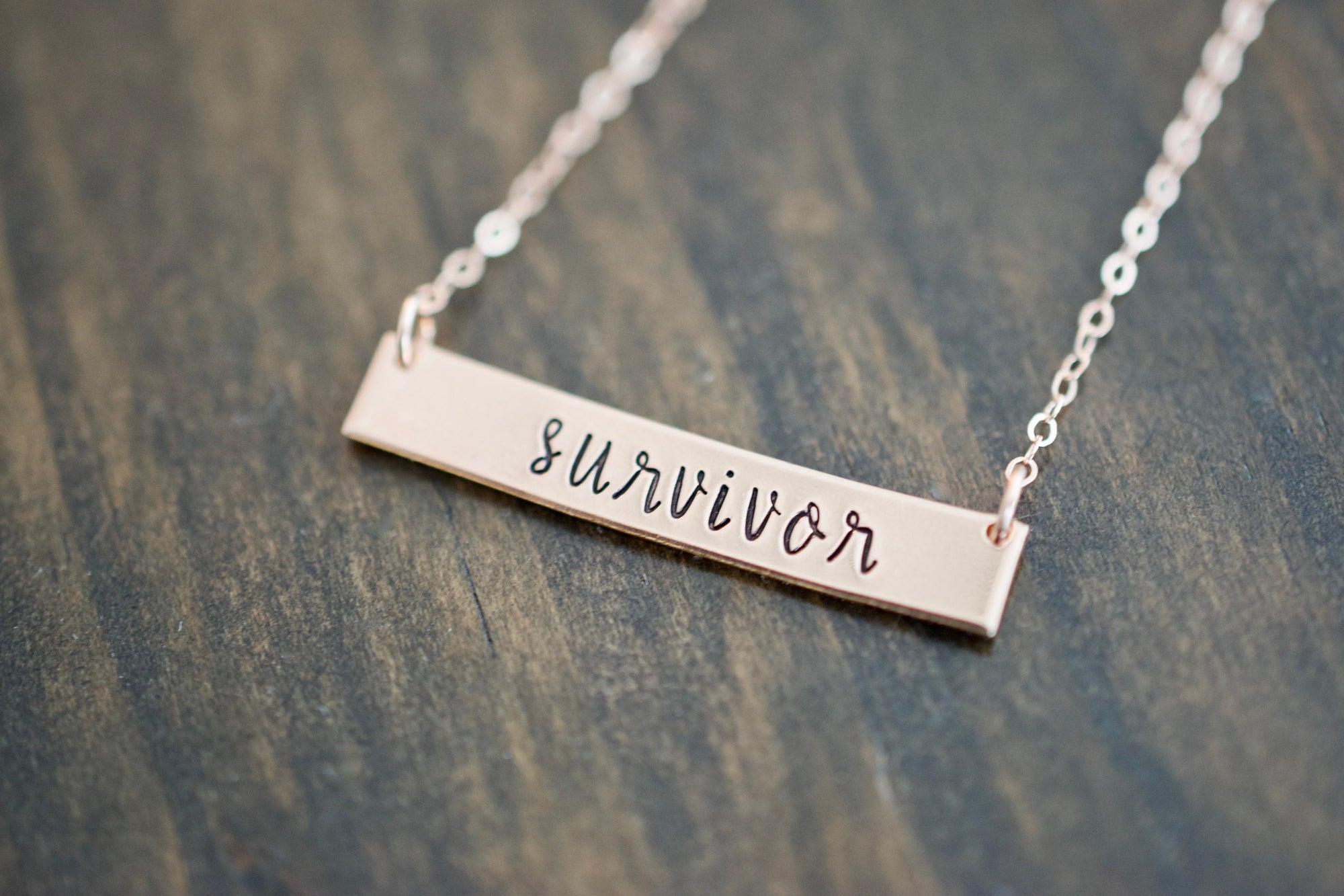 Survivor Bar Necklace - Sterling, 14kt Gold Fill, Rose Gold