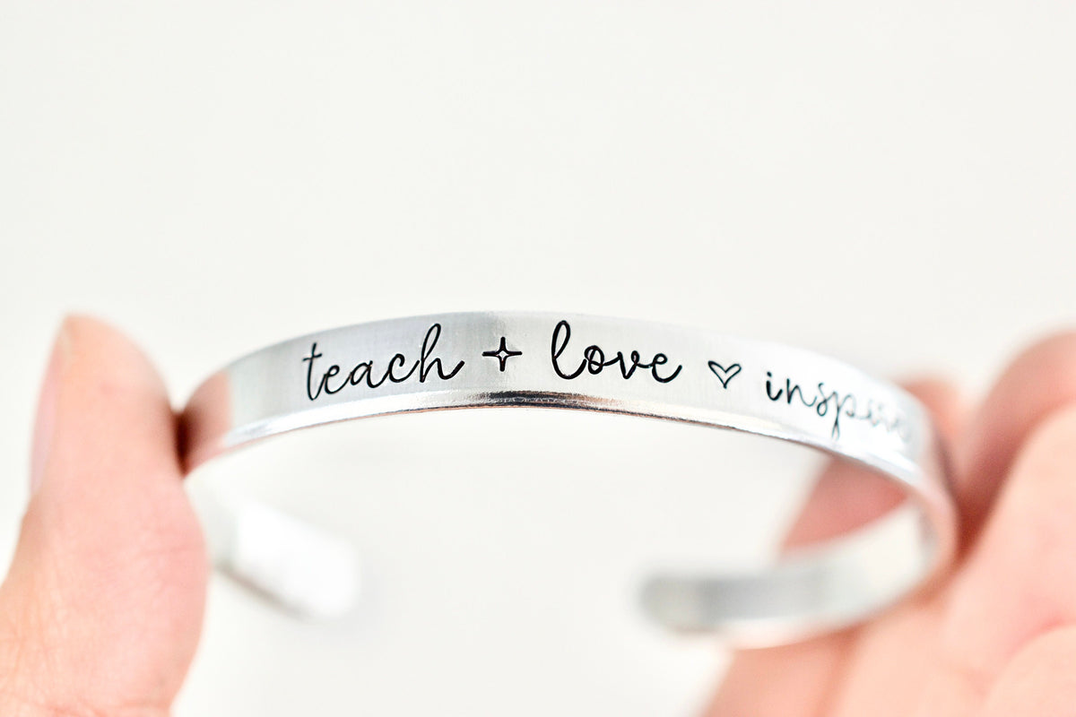 Teach Love Inspire Bracelet - Teacher Jewelry - 1/4 inch