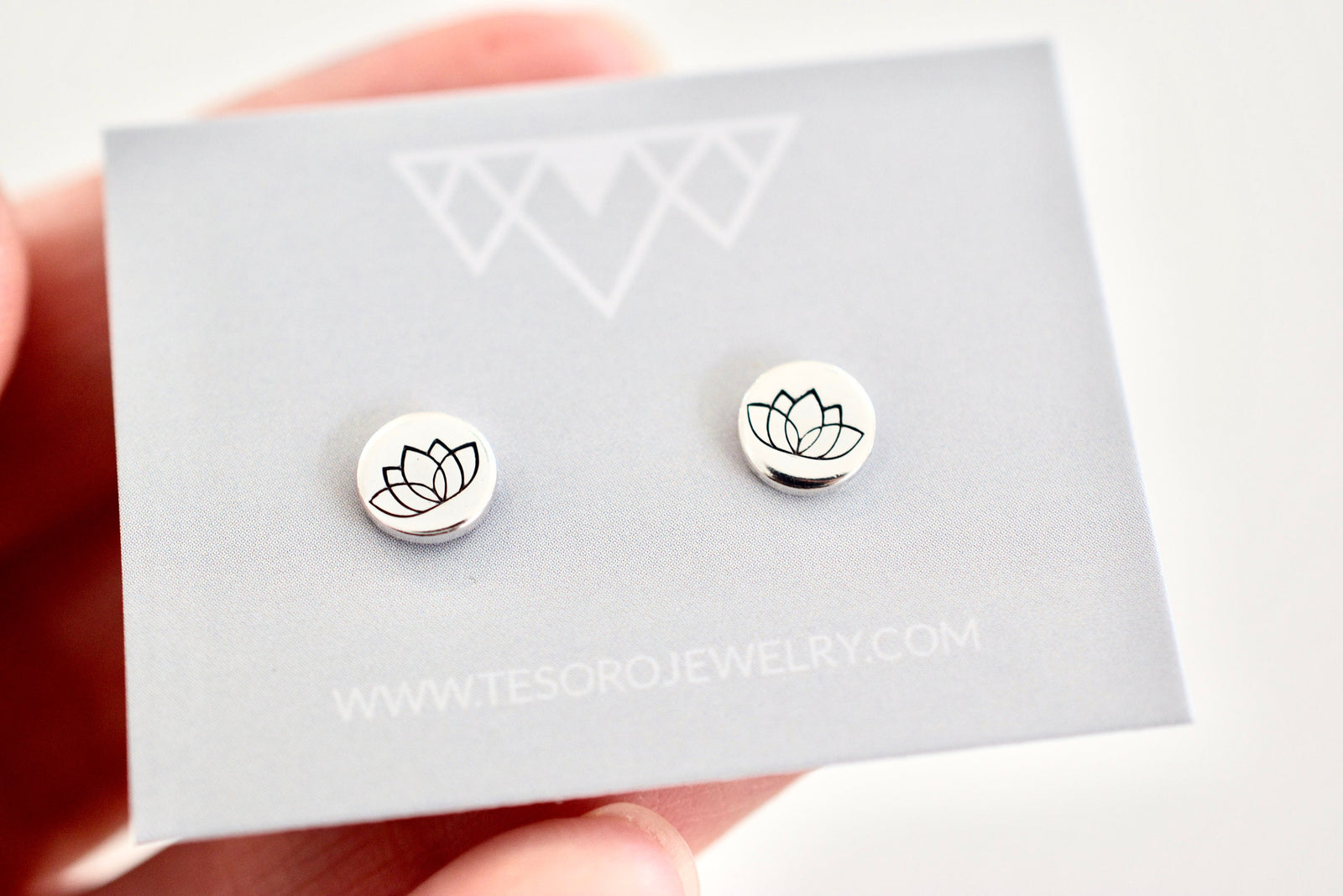 Lotus Earrings - Sterling Flower Stud Earrings