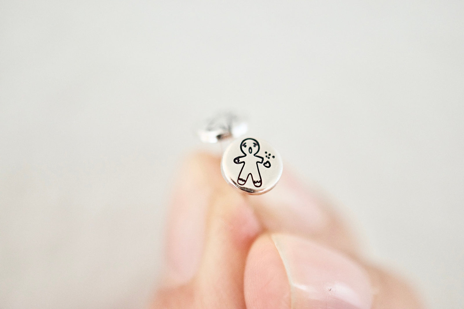 Gingerbread Man Earrings - Sterling Stud Earrings - Holiday Jewelry