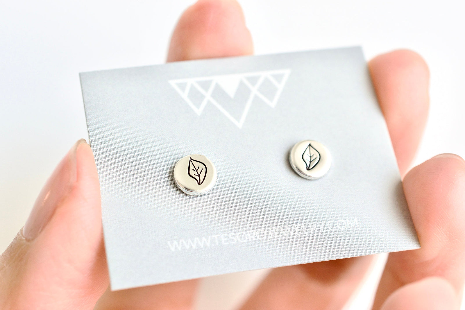 Leaf Earrings - Sterling Stud Earrings - Folage Jewelry