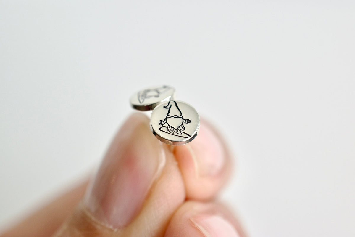 Surfing Gnome Earrings - Sterling Stud Earrings - Hula Jewelry