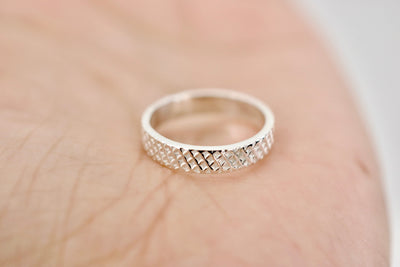 Moroccan Pattern Ring - Sterling Silver Ring - Diamond Design Ring