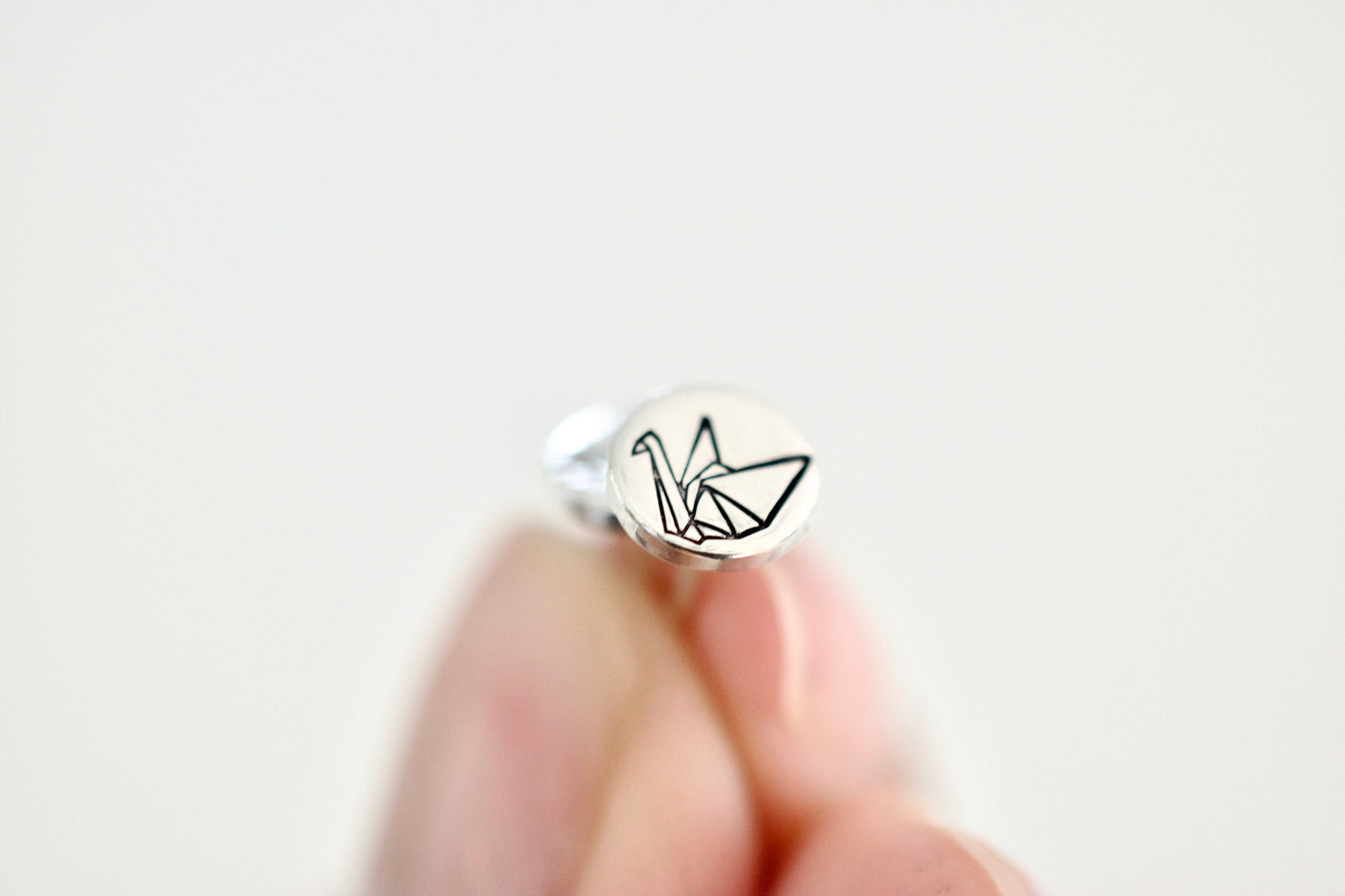 Origami Earrings - Sterling Stud Earrings - Origami Crane Jewelry