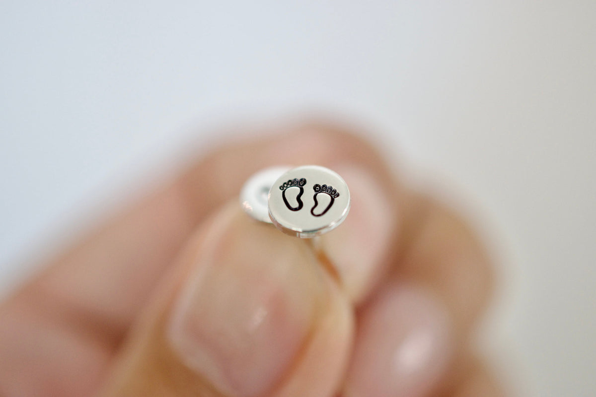 Footprint Earrings - Sterling Stud Earrings