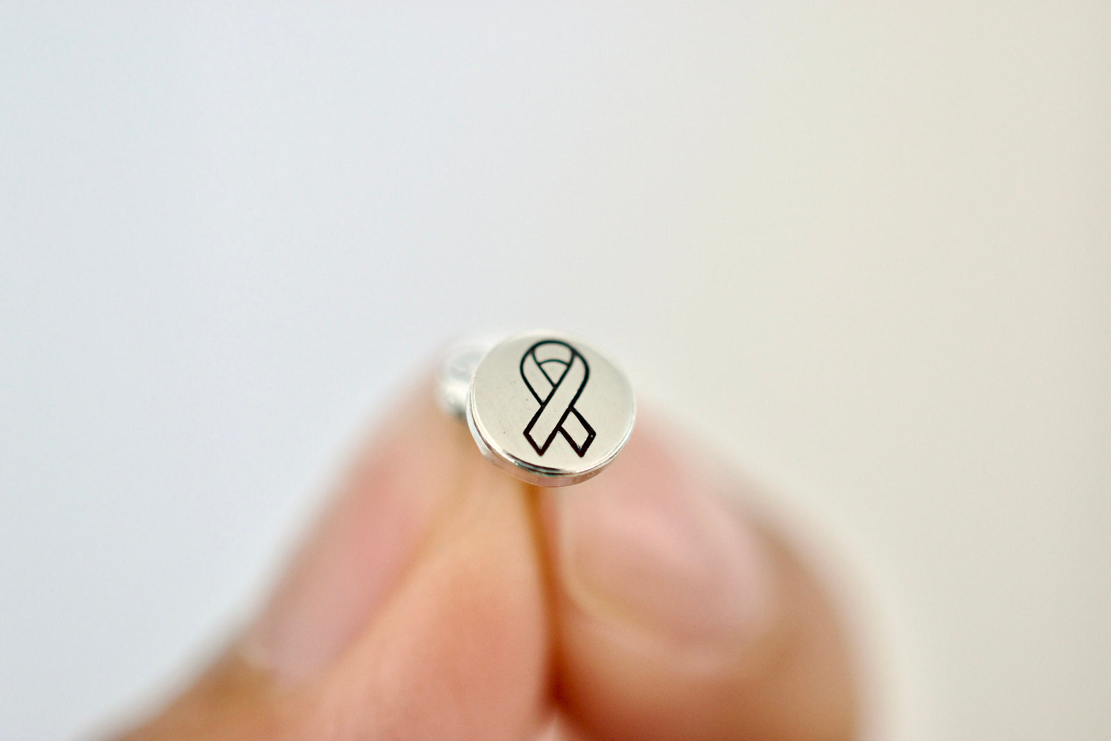 Cancer Ribbon Earrings - Sterling Stud Earrings