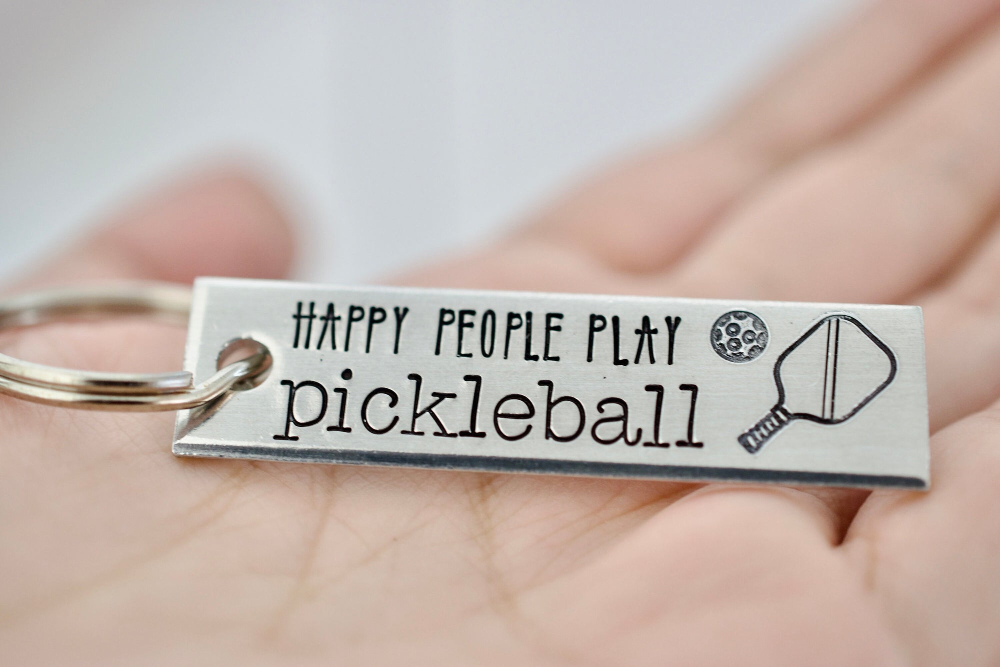 Happy People Play Pickleball Keychain - Personalized Gift