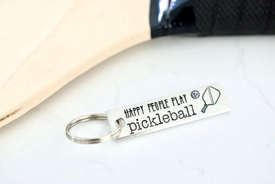 Happy People Play Pickleball Keychain - Personalized Gift
