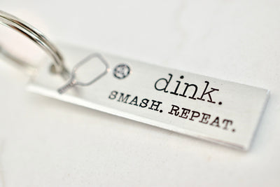 Dink Smash Repeat Pickleball Keychain - Personalized Gift
