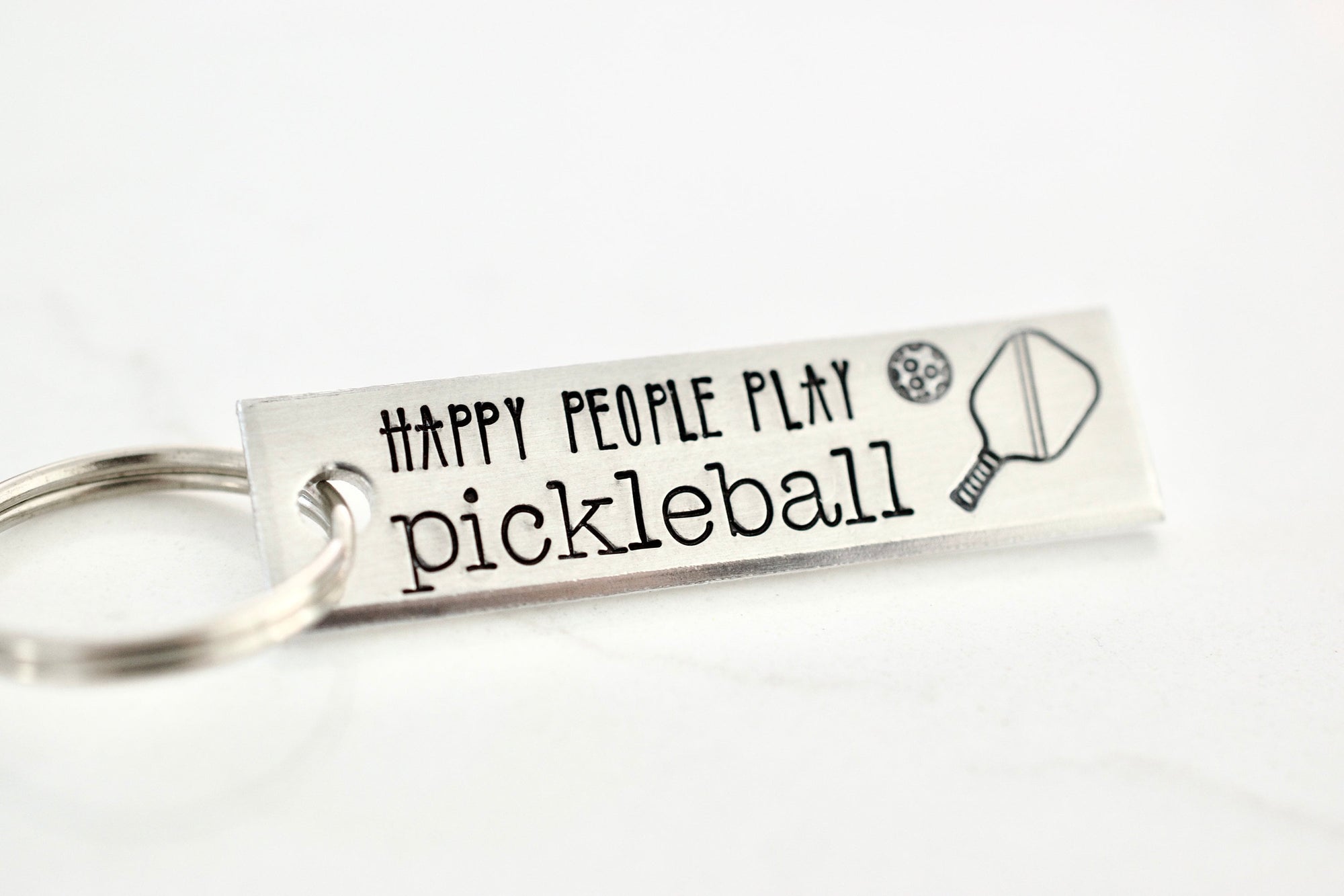 Happy People Play Pickleball Keychain - Personalized Gift