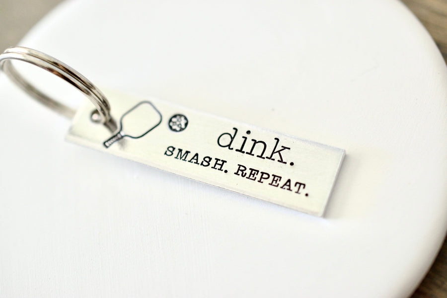 Dink Smash Repeat Pickleball Keychain - Personalized Gift