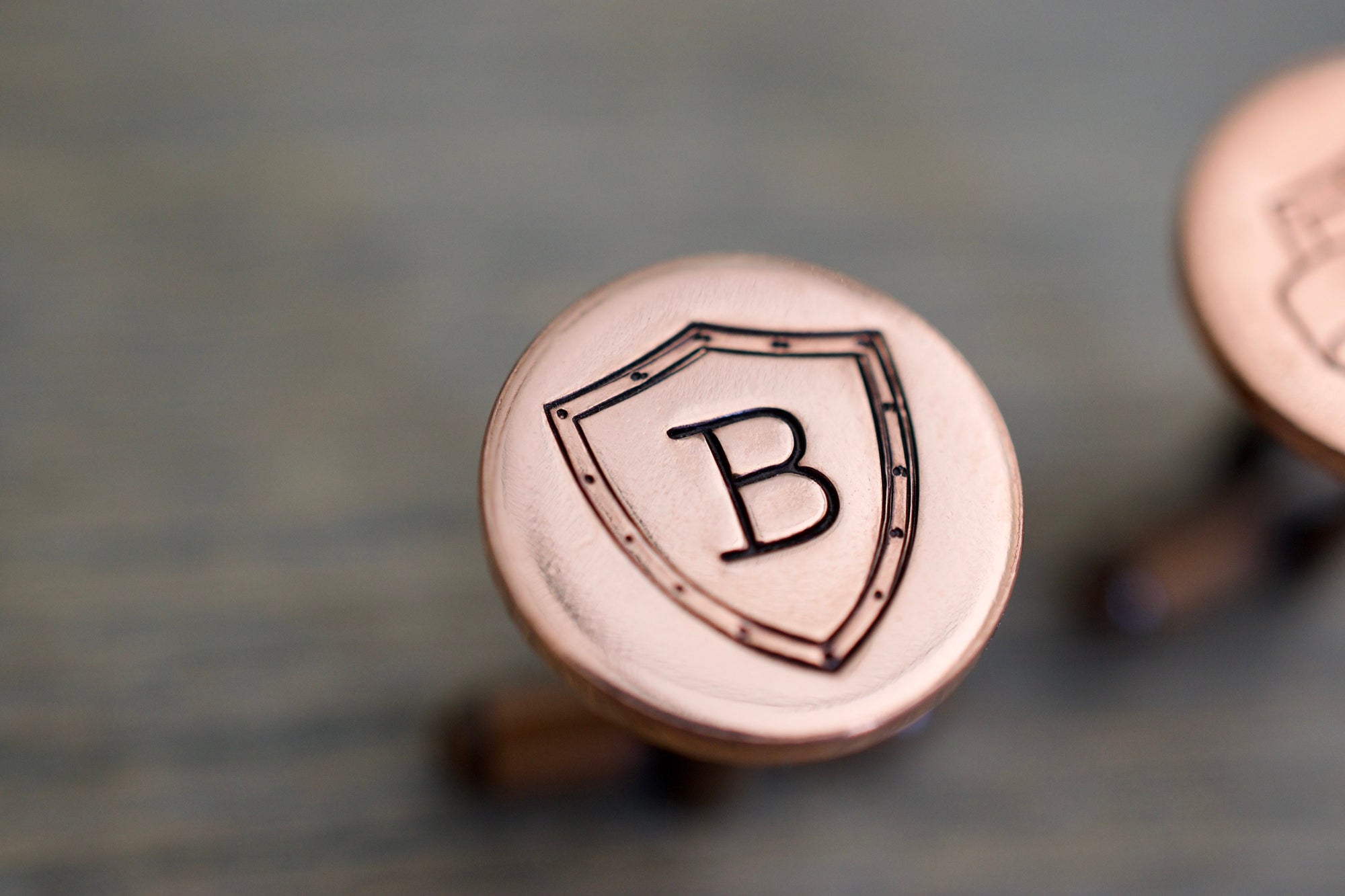 Shield Initial Cufflinks - Copper Cufflinks - Gift for him, Wedding