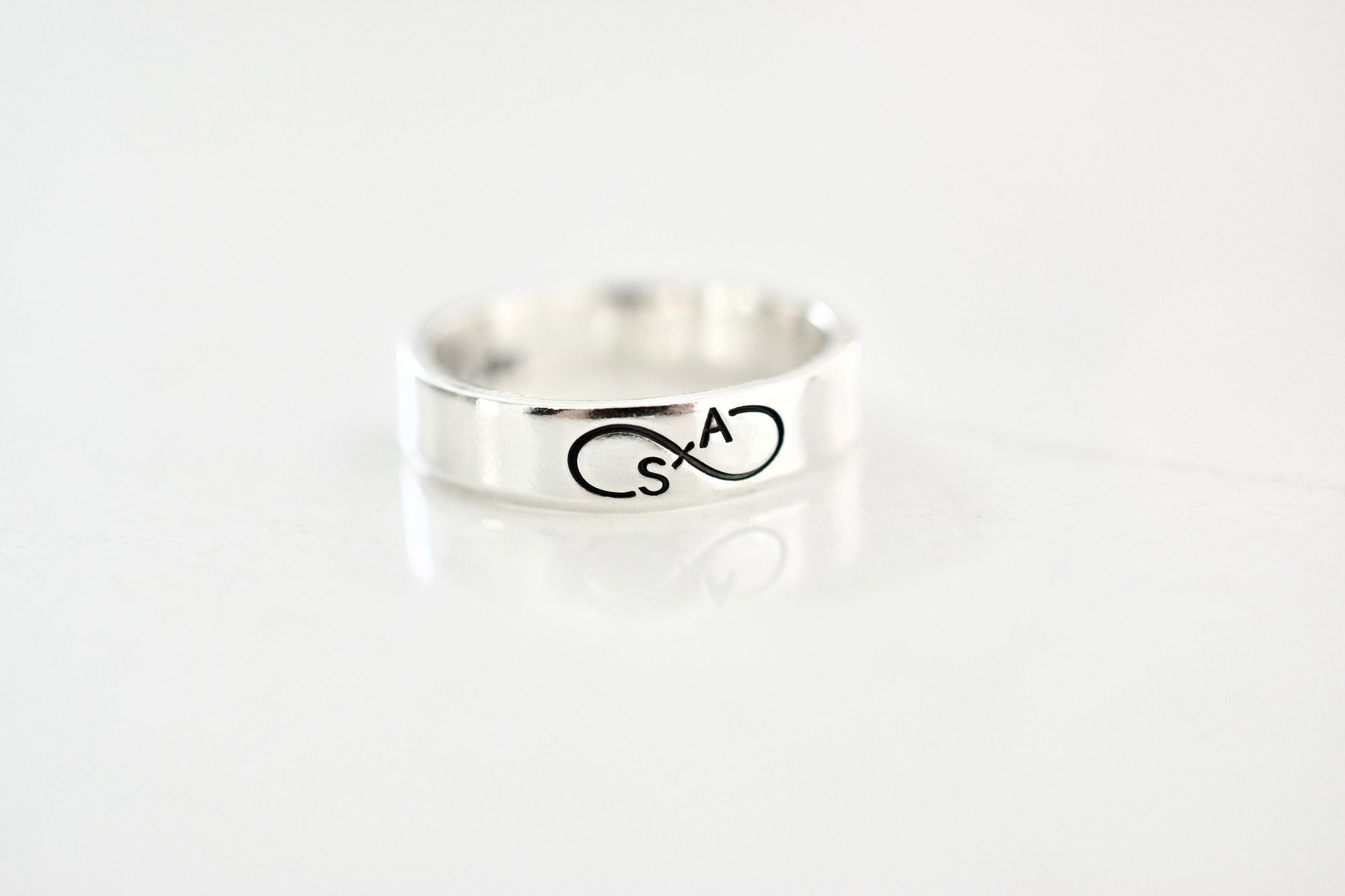 Infinity Initial Ring - Sterling Silver Ring - Gifts for Her