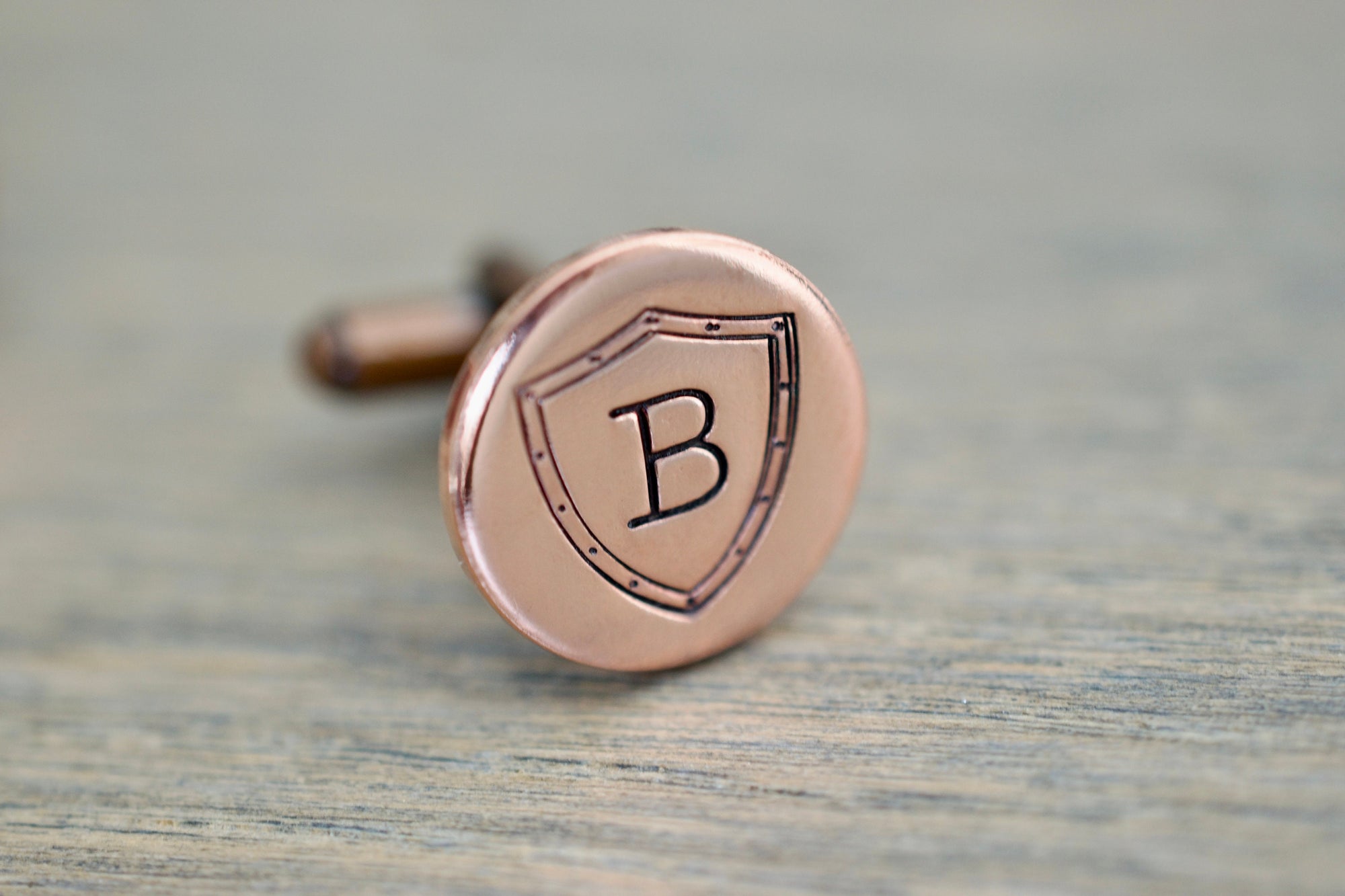 Shield Initial Cufflinks - Copper Cufflinks - Gift for him, Wedding