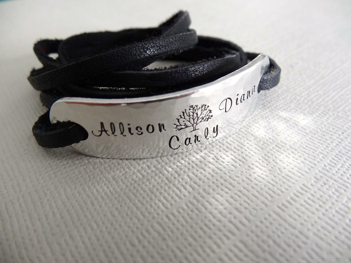 Family Tree Bracelet | Hand Stamped Bracelet, Side View