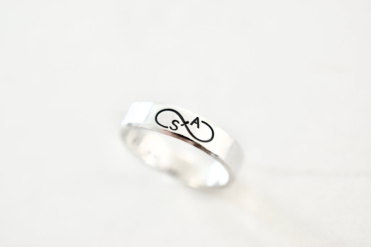 Infinity Initial Ring - Sterling Silver Ring - Gifts for Her