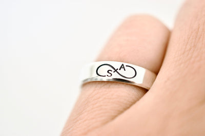 Infinity Initial Ring - Sterling Silver Ring - Gifts for Her