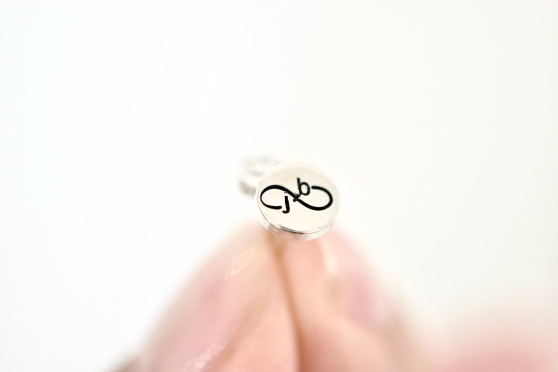 Infinity Initial Earrings - Sterling Stud Earrings