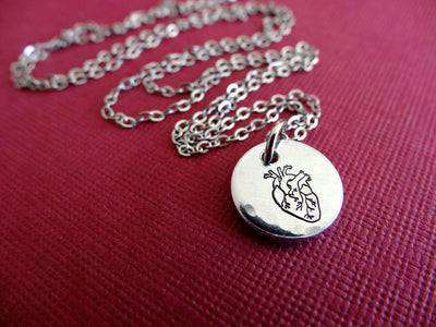 Heart Necklace | Anatomy Jewelry, view from left